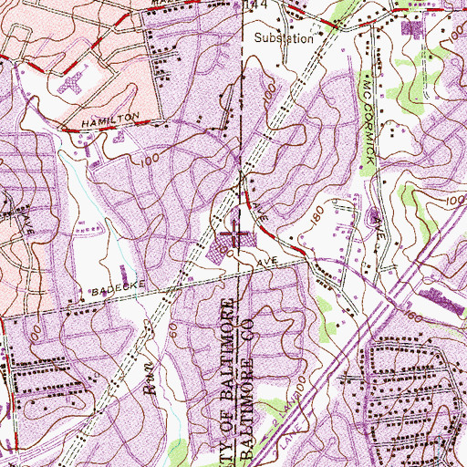 Topographic Map of Cedonia Shopping Center, MD