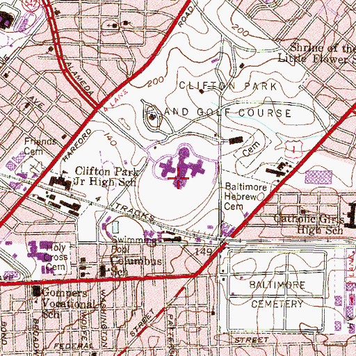 Topographic Map of Lake Clifton (historical), MD