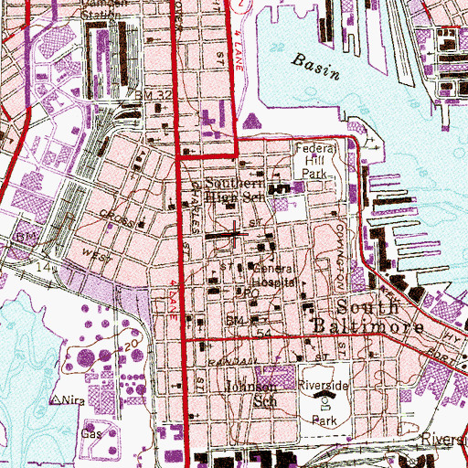 Topographic Map of Cross Street Market, MD