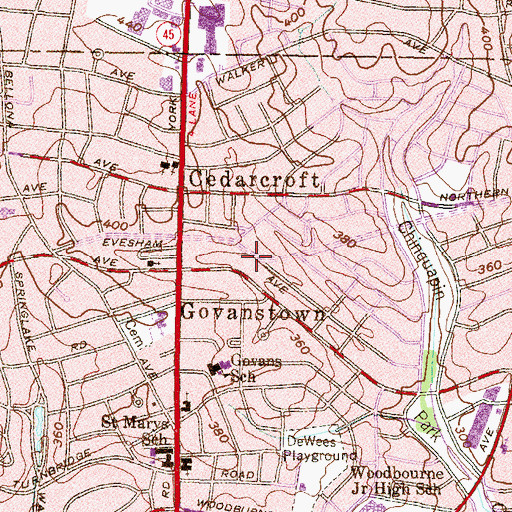 Topographic Map of Evesham Park, MD
