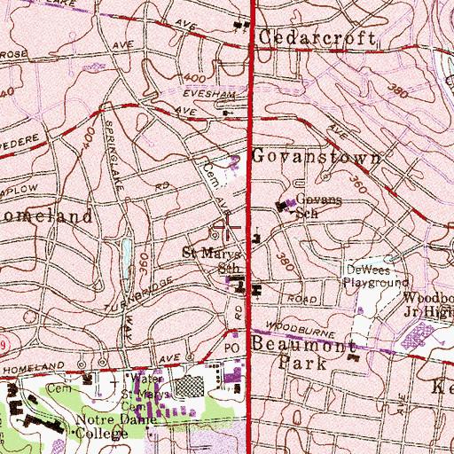 Topographic Map of Govans Branch Enoch Pratt Free Library, MD