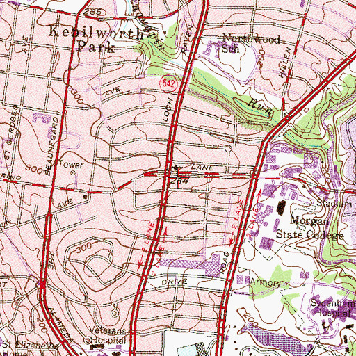 Topographic Map of Northwood Branch Enoch Pratt Free Library, MD