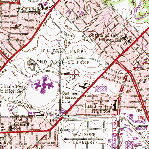 Topographic Map of Saint Vincents Cemetery, MD