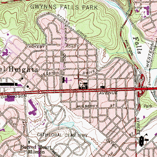 Topographic Map of Edmondson Village, MD