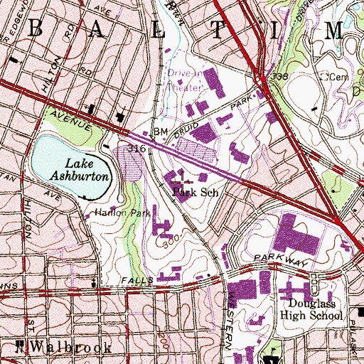Topographic Map of Baltimore City Community College, MD