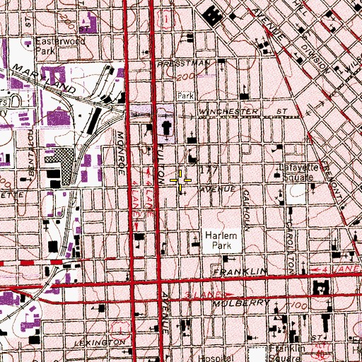 Topographic Map of Lafayette Square Branch Enoch Pratt Free Library, MD