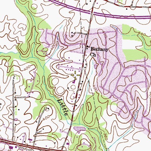 Topographic Map of Bethany Lane Baptist Church, MD