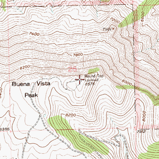Topographic Map of Round Top Lookout, CO