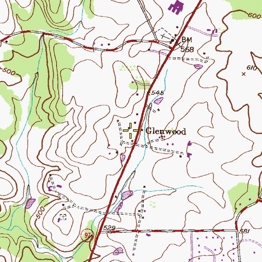 Topographic Map of Glenwood Post Office, MD