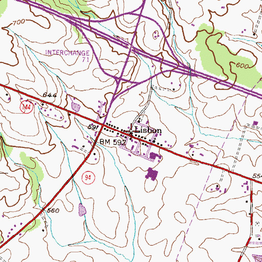 Topographic Map of Lisbon Christian Church, MD