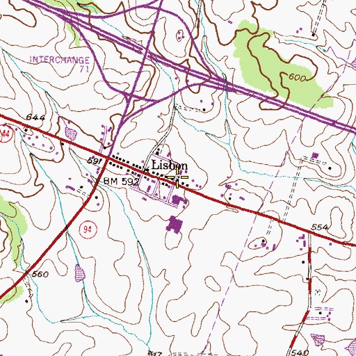 Topographic Map of Lisbon United Methodist Church, MD