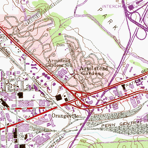 Topographic Map of Armistead Gardens Presbyterian Church, MD