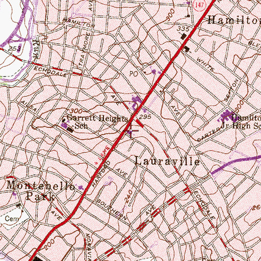 Topographic Map of Grace Lutheran Church of Hamilton, MD