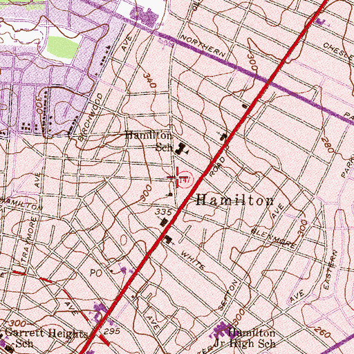 Topographic Map of Hamilton Full Gospel Church, MD