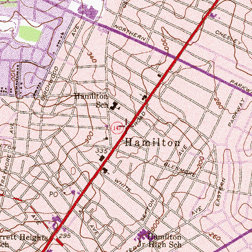 Topographic Map of Hamilton Nursing Center, MD