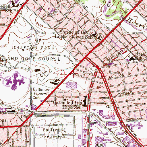 Topographic Map of Mount Olive Evangelical Lutheran Church, MD