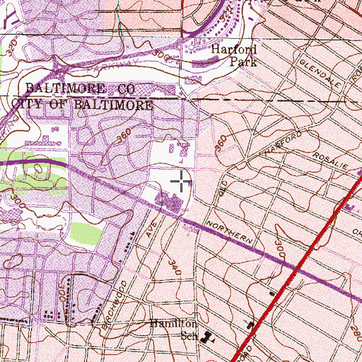 Topographic Map of North Harford Road Playfield, MD