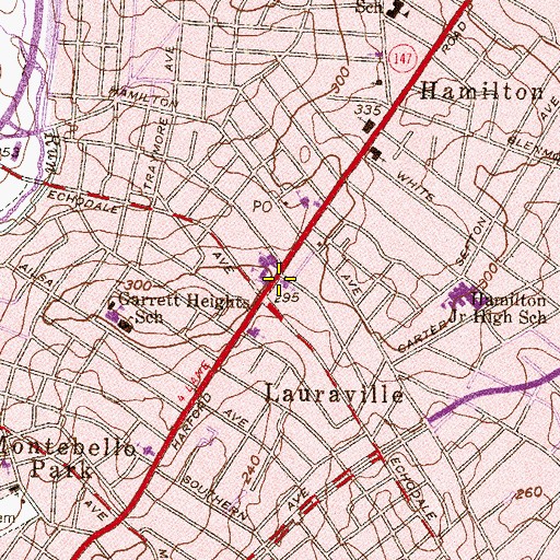 Topographic Map of Saint Johns of Hamilton United Methodist Church, MD