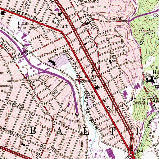 Topographic Map of Towanda Recreation Center, MD