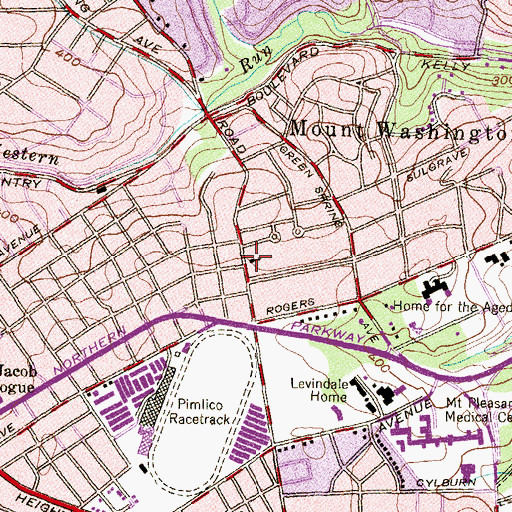 Topographic Map of Elderslie Methodist Church, MD