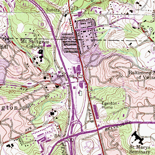 Topographic Map of Mount Washington United Methodist Church, MD