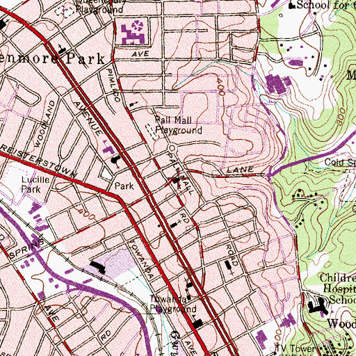Topographic Map of Saint Johns Evangelical Lutheran Church, MD