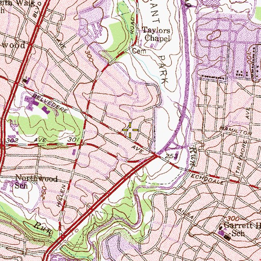 Topographic Map of Belvedere Baptist Church, MD
