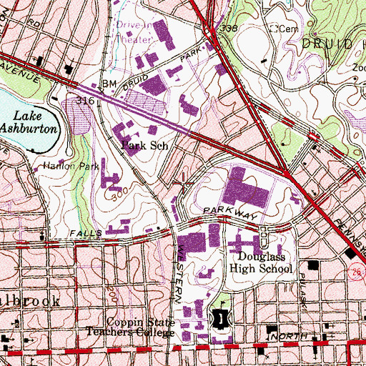 Topographic Map of Mondawmin, MD