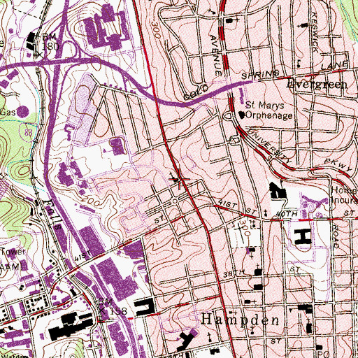 Topographic Map of Aldersgate United Methodist Church, MD