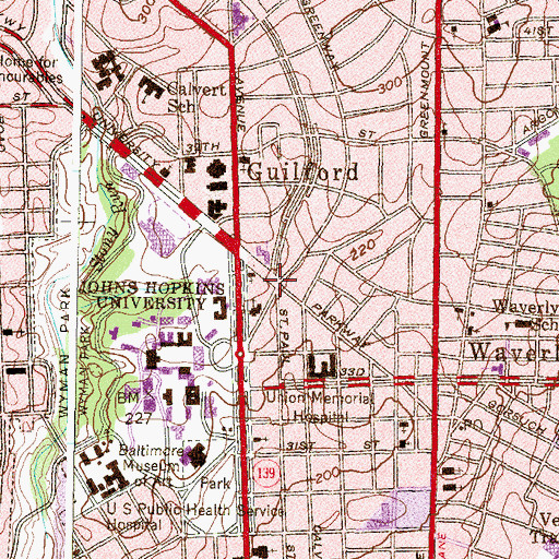 Topographic Map of Bedford Square, MD