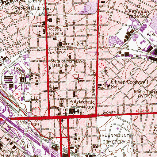 Topographic Map of Ebenezer Baptist Church, MD