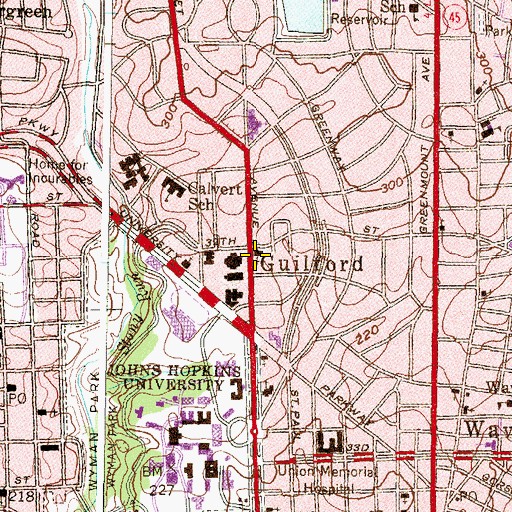 Topographic Map of First English Evangelical Lutheran Church, MD