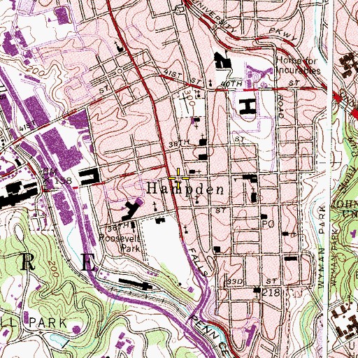 Topographic Map of Hampden Presbyterian Church, MD