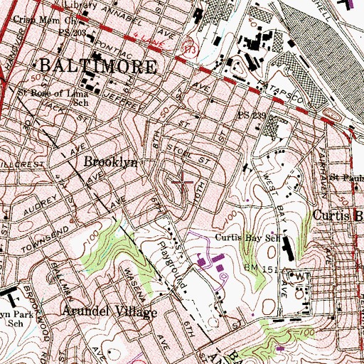 Topographic Map of Brooklyn Homes, MD