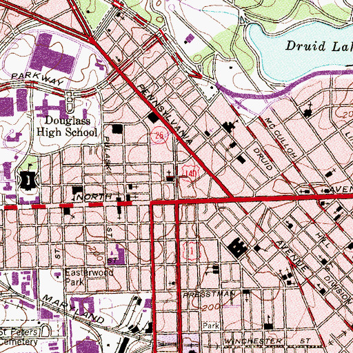 Topographic Map of Greater Bethesda Baptist Church, MD