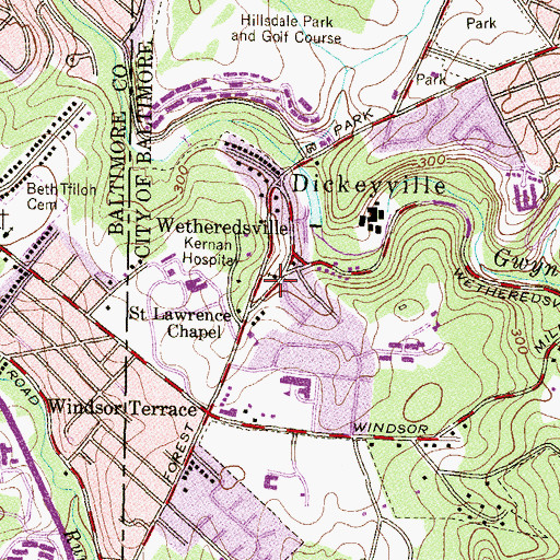 Topographic Map of Dickey Memorial Presbyterian Church, MD