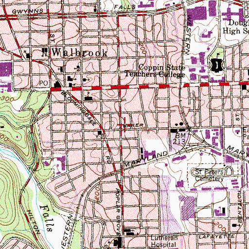 Topographic Map of Pentecost Baptist Church, MD