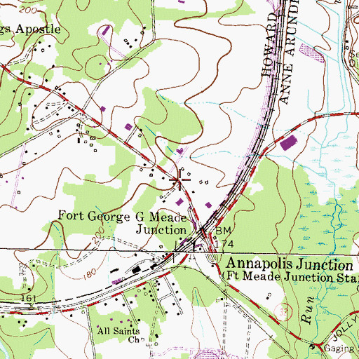 Topographic Map of Annapolis Junction Post Office, MD