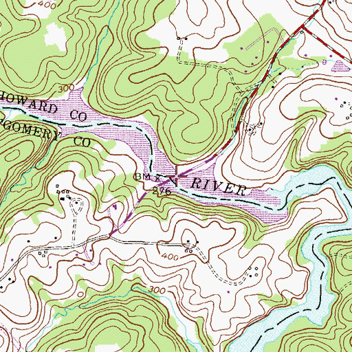 Topographic Map of Browns Bridge, MD