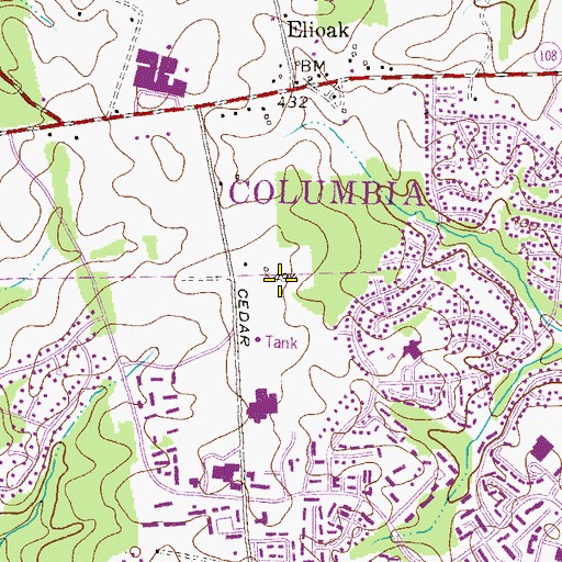 Topographic Map of Cedar Lane Park, MD