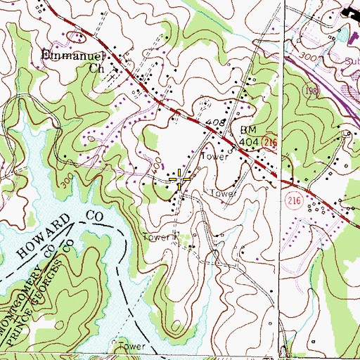 Topographic Map of Chelsea Estates, MD