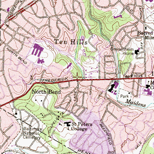 Topographic Map of First Seventh Day Adventist Church, MD