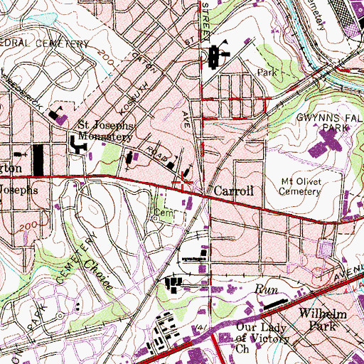 Topographic Map of Memorial United Methodist Church, MD