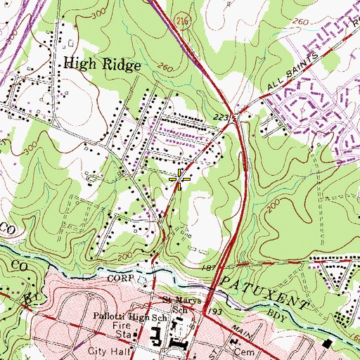 Topographic Map of Gethsemane Baptist Church, MD