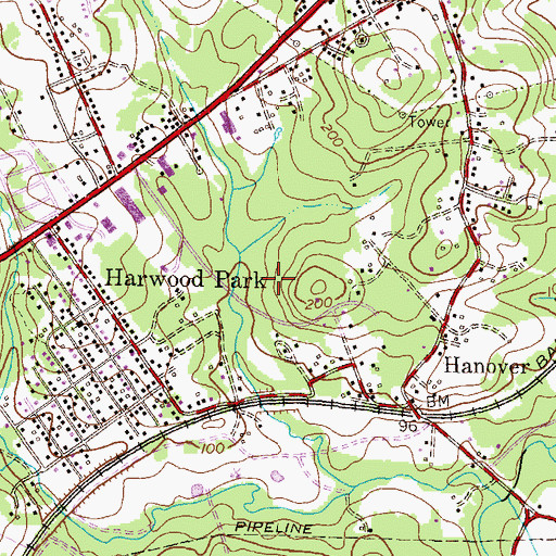 Topographic Map of Harwood Industrial Park, MD