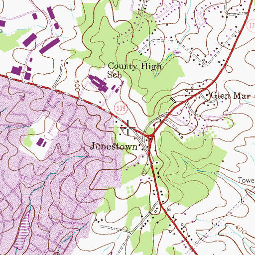 Topographic Map of Mount Pisgah Methodist Church, MD
