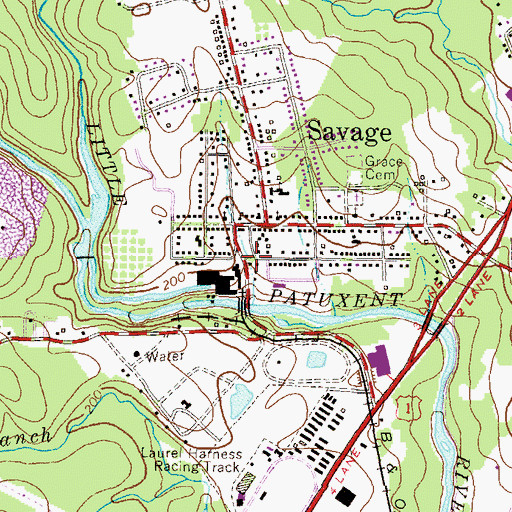 Topographic Map of Savage Mill Historic District, MD