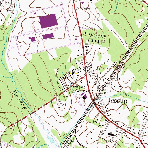 Topographic Map of Sharewood Acres, MD