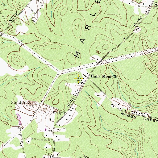 Topographic Map of Hall United Methodist Church Cemetery, MD