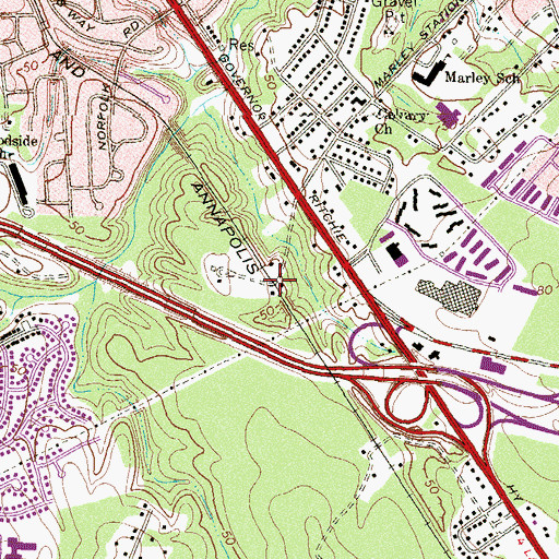 Topographic Map of Marley Station (historical), MD